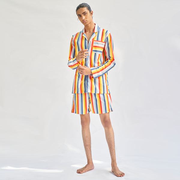 Immix Cotton Notched Shorts Set For Men's