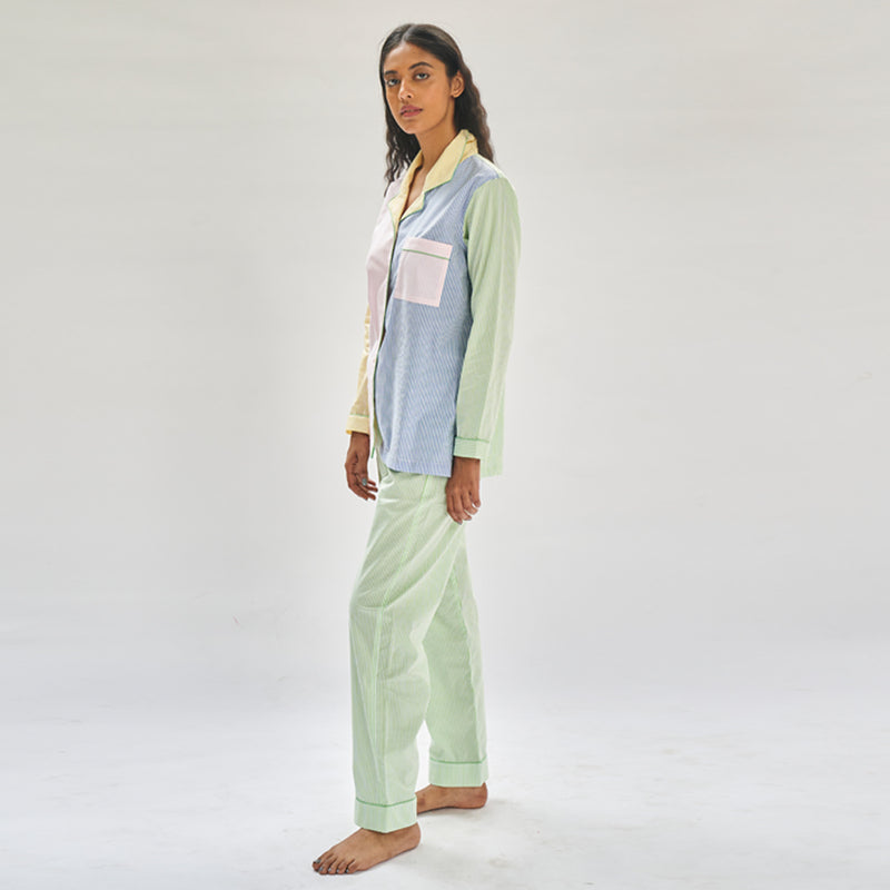 Many Moods Cotton Notched Collar Pyjama Set - Women