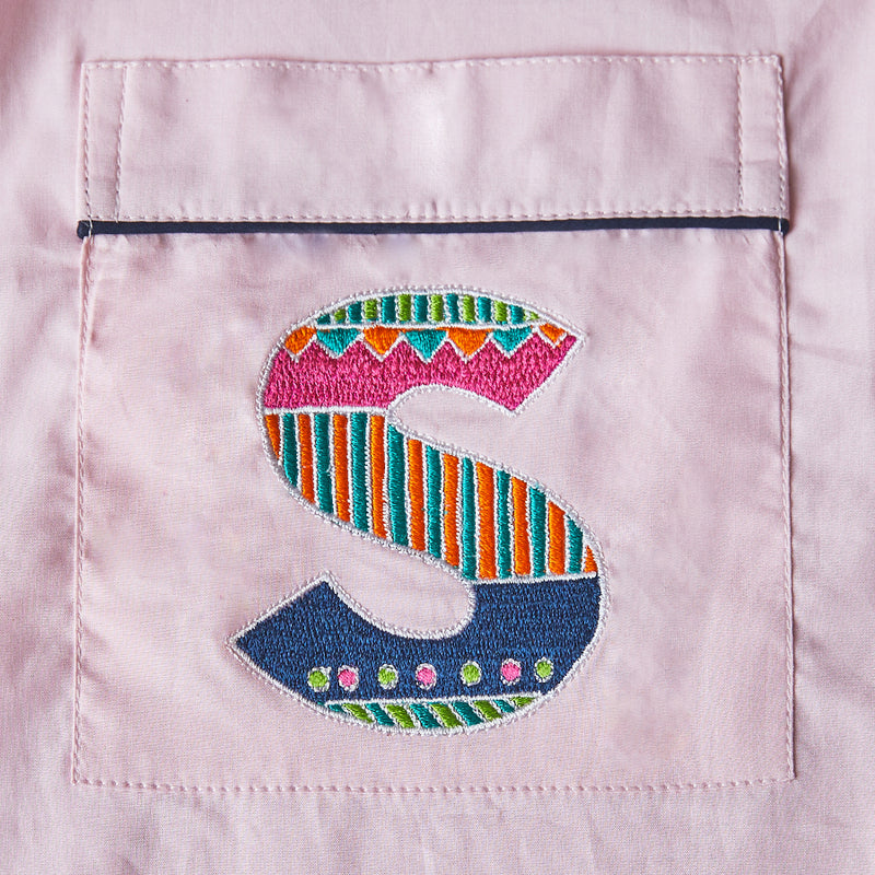 Rose Quartz Letterology Cotton Notched Pyjama Set - Women