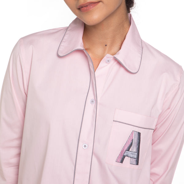 Pink Popsicle Cotton Club  Collar Pyjama Set