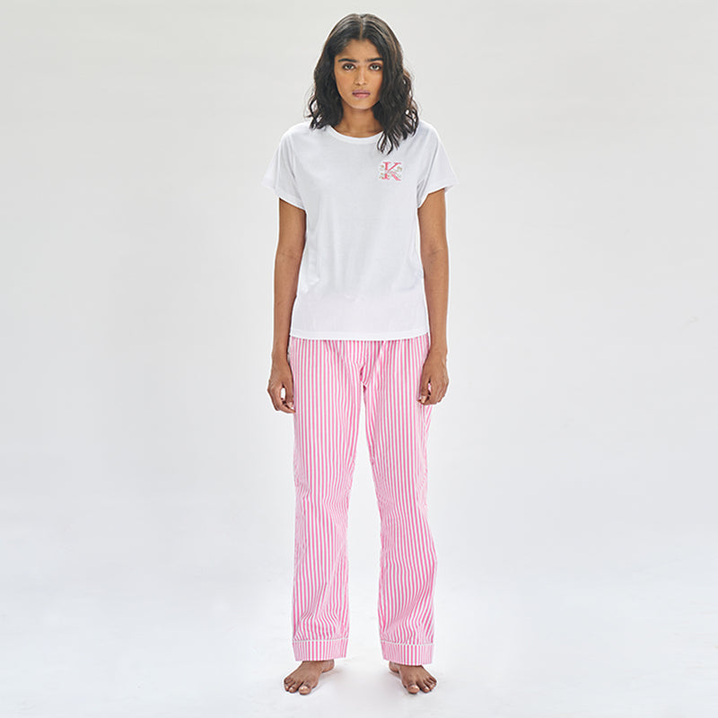 Morganite Embroidered  T-shirt & Cotton Pyjama