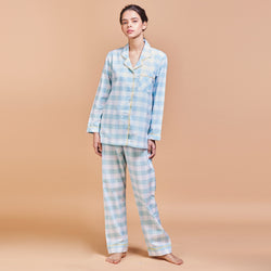 Checkerboard Cotton Notched Pyjama Set