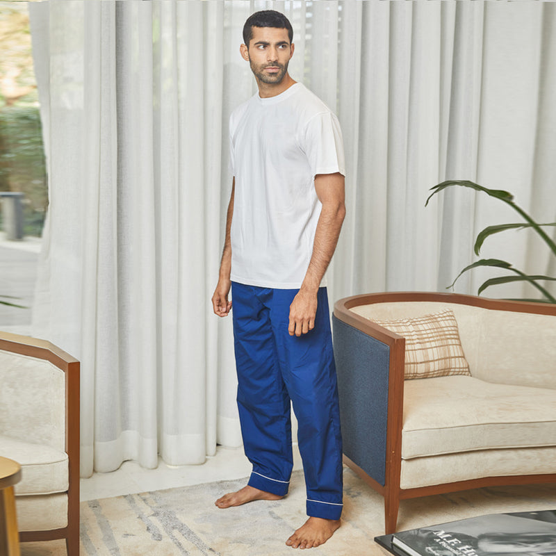 Midnight Blue Cotton Pyjama & T-shirt