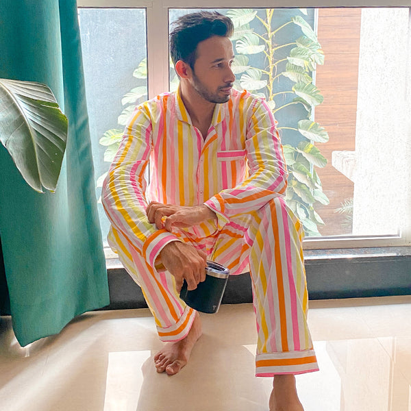 Dandelion-Pastel Multicolour -Cotton-Multi Stripe- Candy Stripe-Pajamas Sets