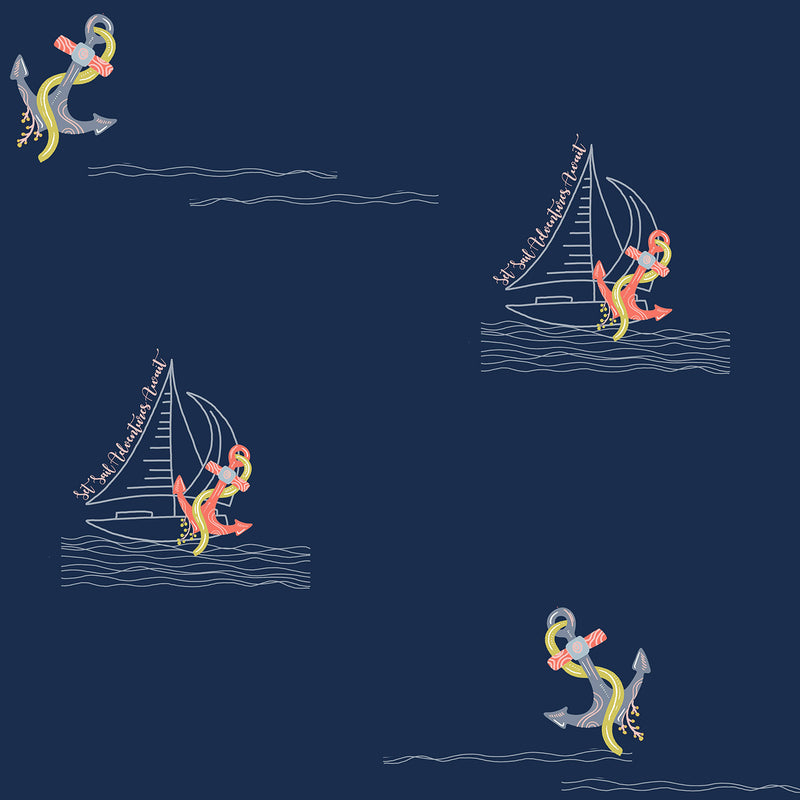 Set Sail Embroidered T-shirt & Cotton Pyjama