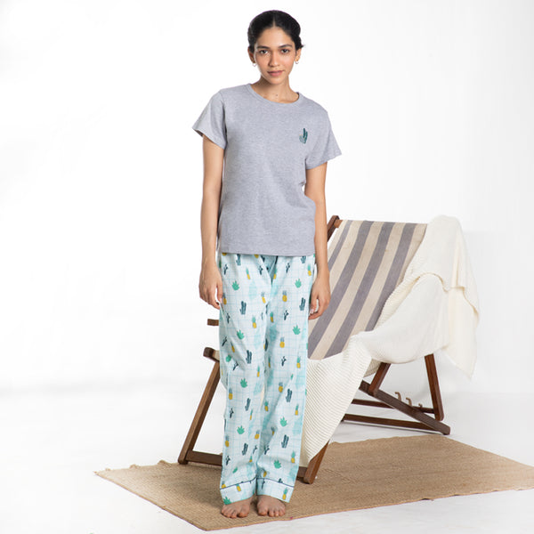Tropical Treat Embroidered T-shirt & Cotton Pyjama