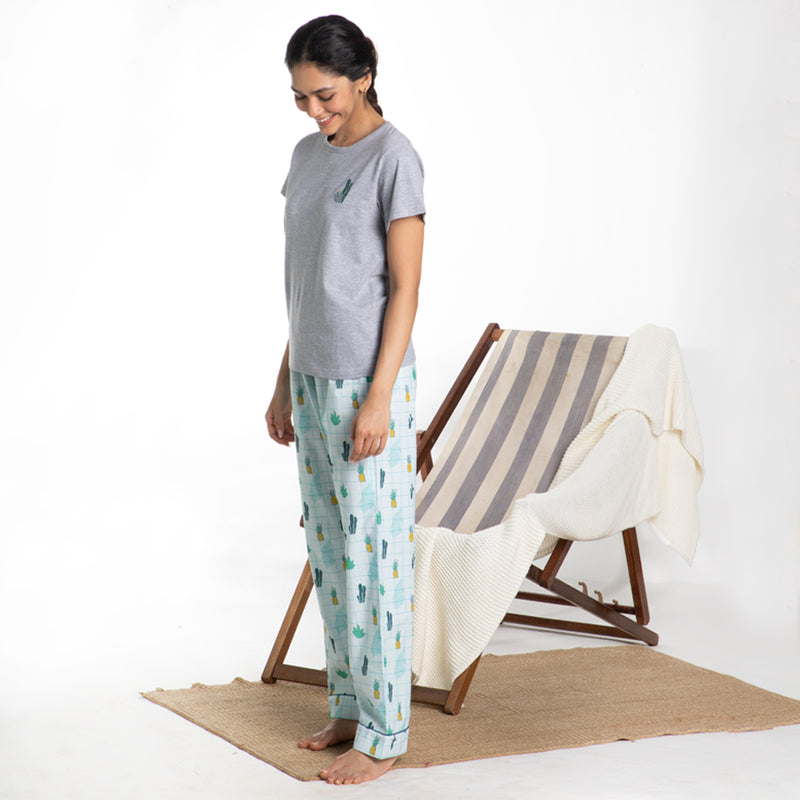 Tropical Treat Embroidered T-shirt & Cotton Pyjama