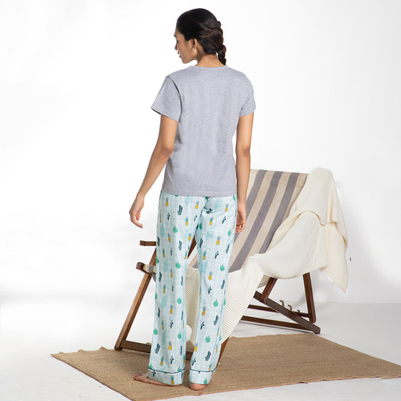Tropical Treat Embroidered T-shirt & Cotton Pyjama