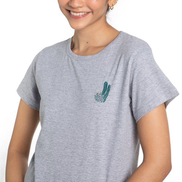 Tropical Treat Embroidered T-shirt & Cotton Pyjama