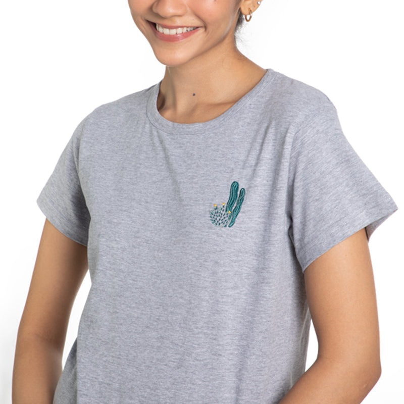 Tropical Treat Embroidered T-shirt & Cotton Pyjama