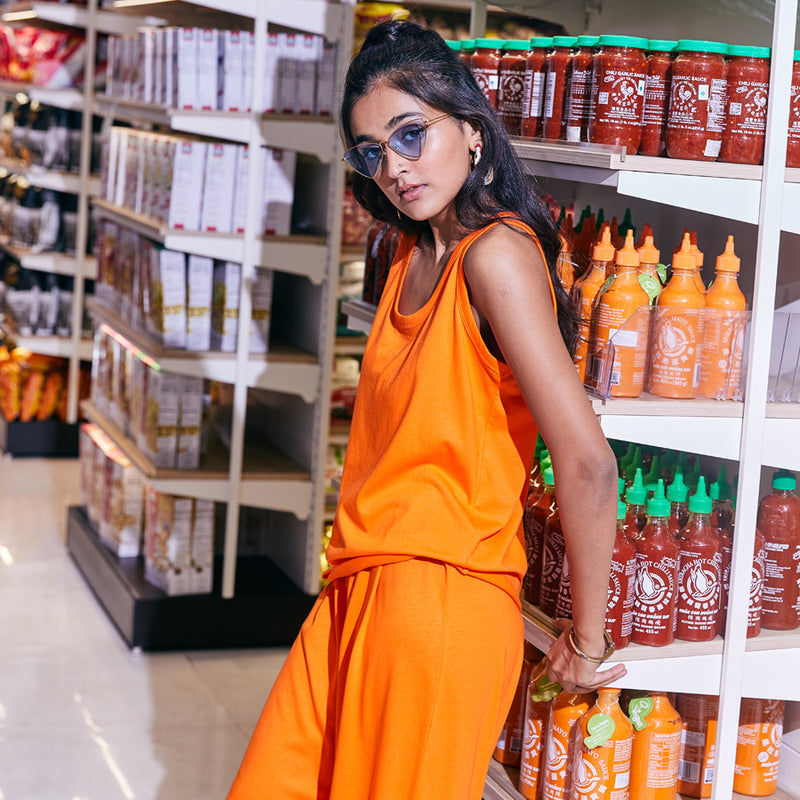 Dandelion - Cotton Knit - Orange - Tank top & Track Pant