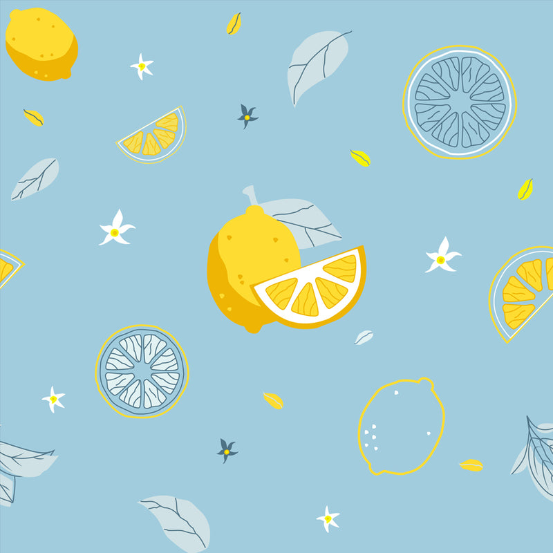 Dandelion - Blue - Printed Cotton - Slice Lemons - Pajama Set