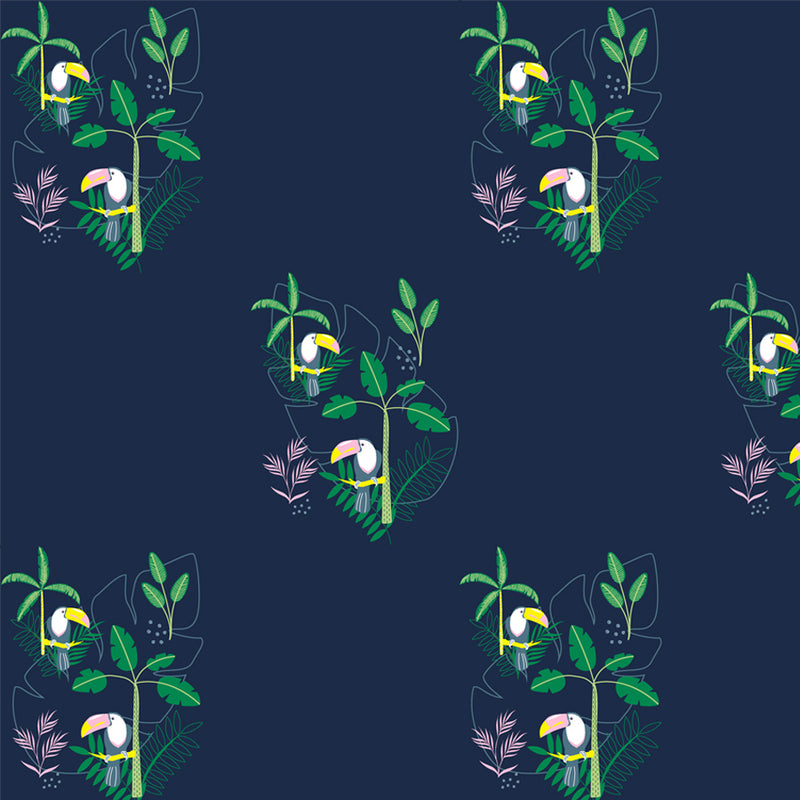 Dandelion - Navy - Printed Cotton- Toucan Bird - Mid Length - Nighty Sleep dress