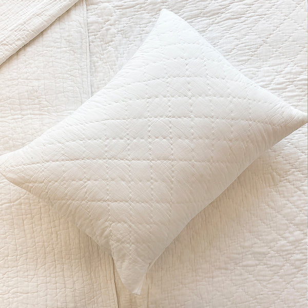 The Durkheim Quilted Pillow - Frost / White (Set of 2)