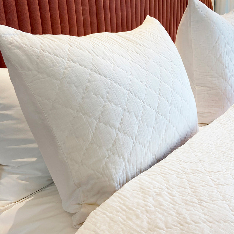 The Durkheim Quilted Pillow - Frost / White (Set of 2)