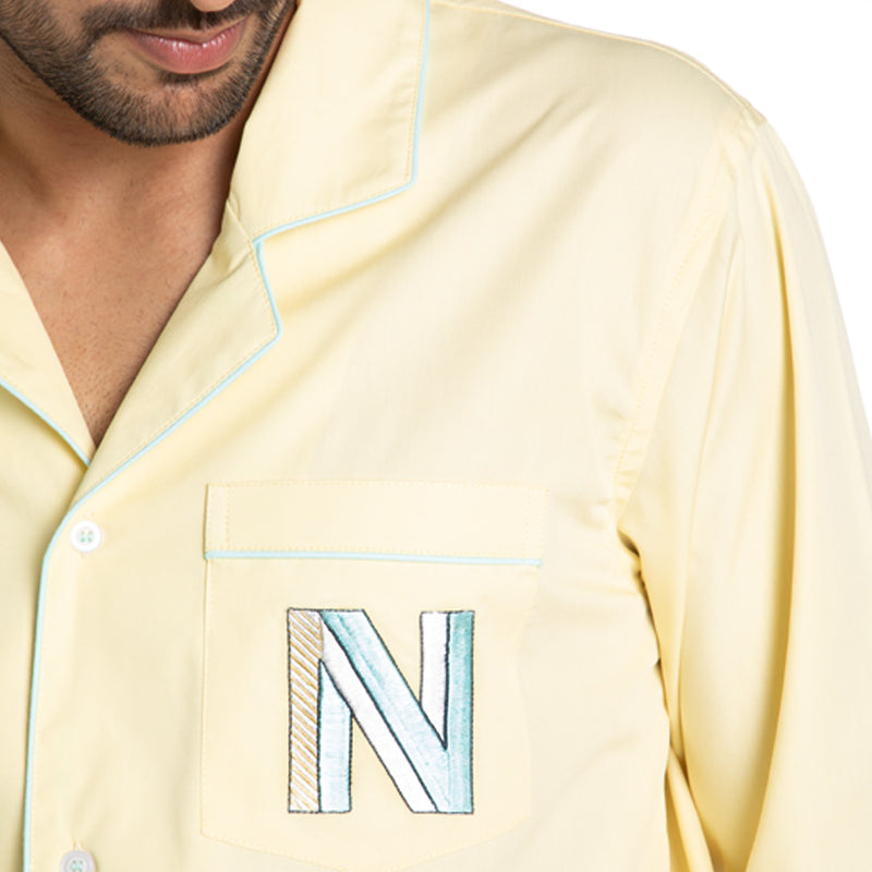 Lemonade Cotton Notched Collar Pyjama Set - Men