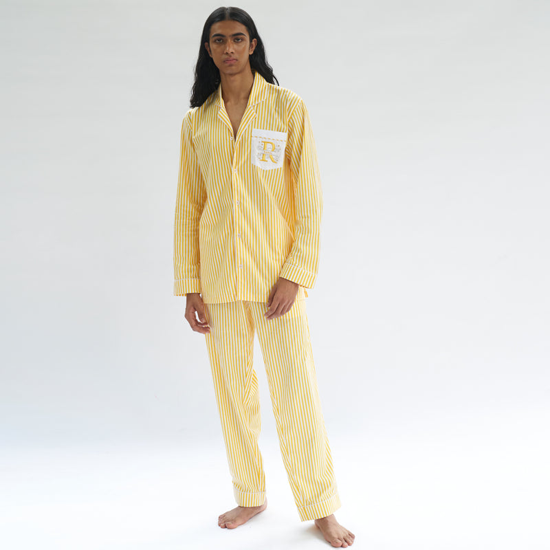 Sunray Soiree Embroidered Cotton Notched Pyjama Set