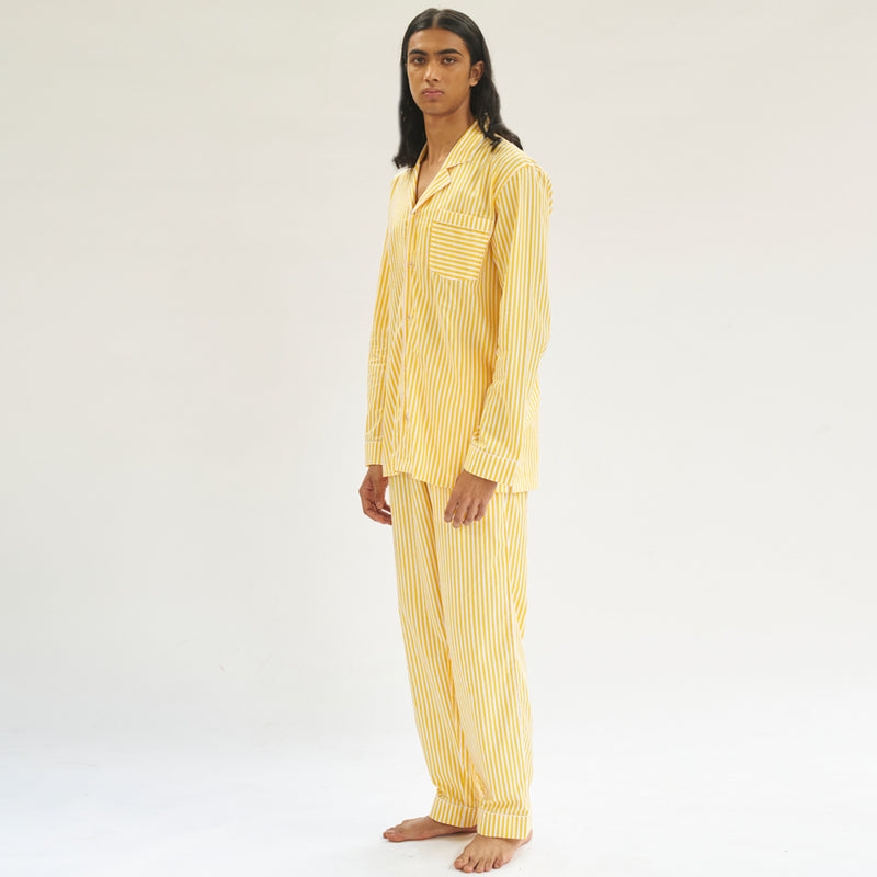Sunray Soiree Cotton Notched Pyjama Set For Men's