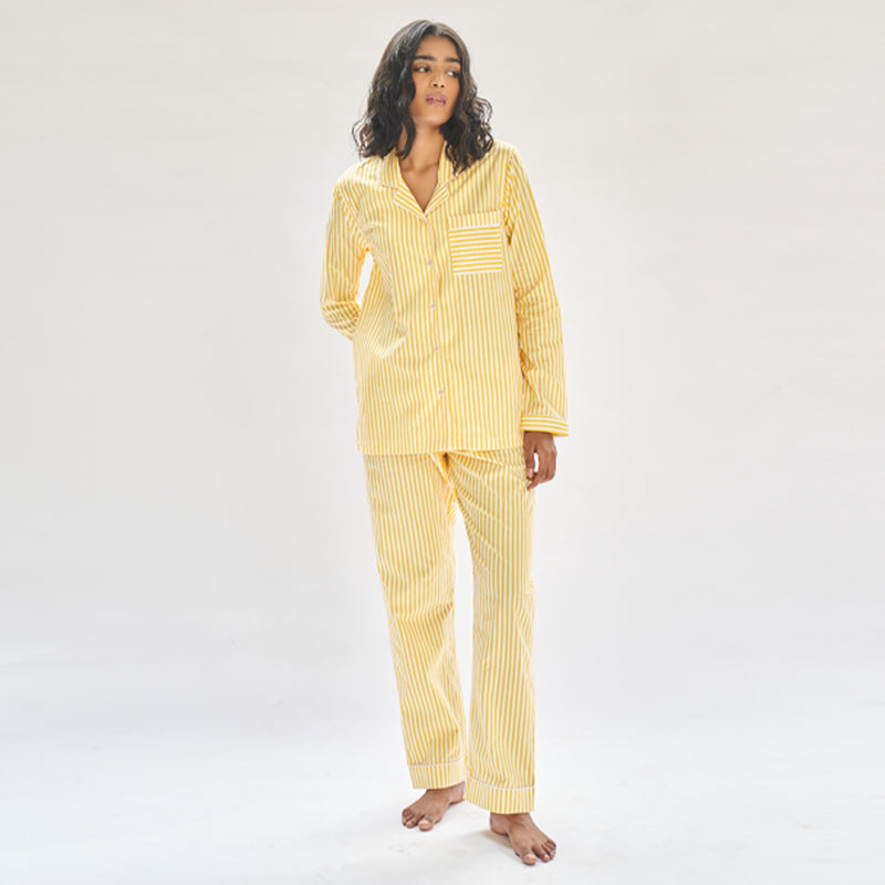Sunray Soiree Cotton Notched Collar Pyjama Set