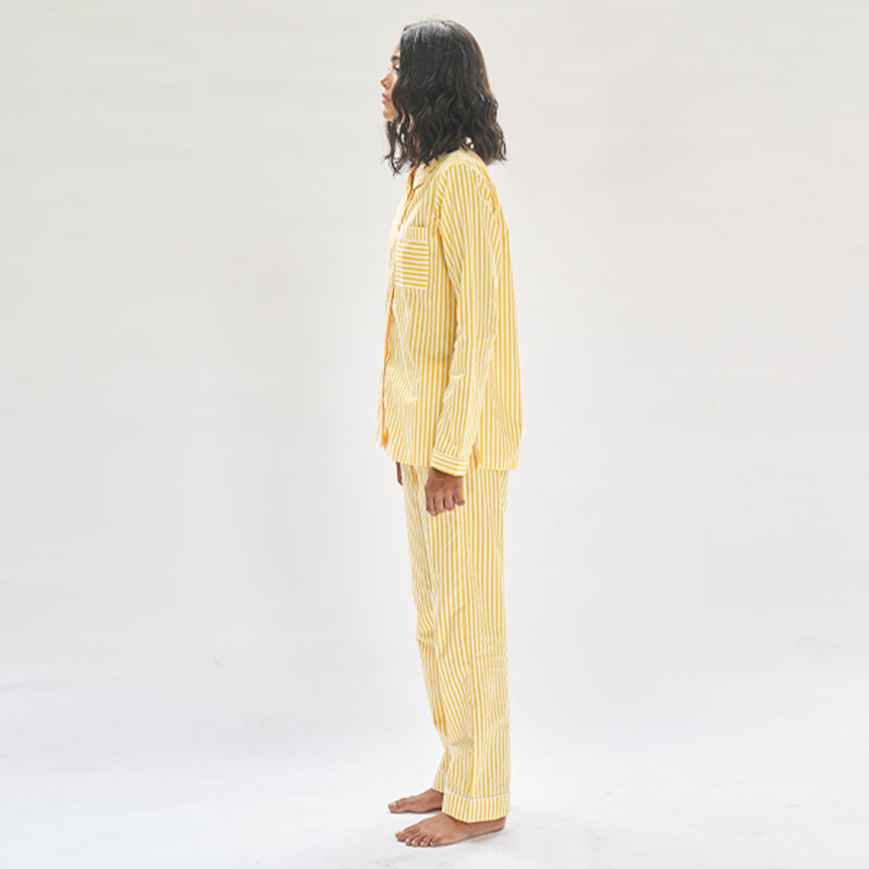 Sunray Soiree Cotton Notched Collar Pyjama Set