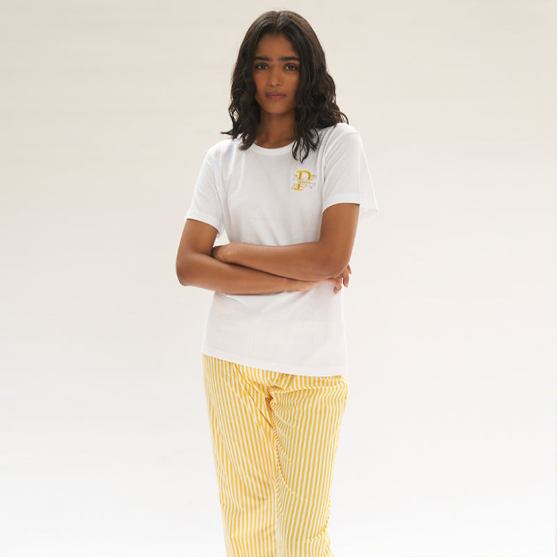 Sunray Soiree Embroidered T-shirt & Cotton Pyjama Women's