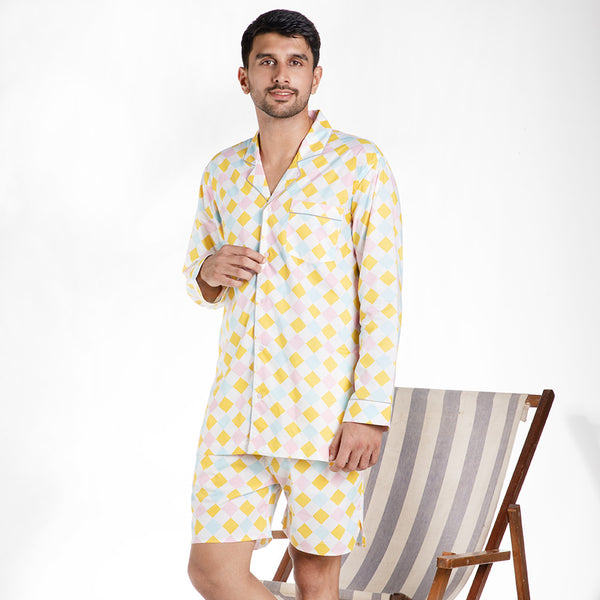 Breezeblock Cotton Notched Shorts Set