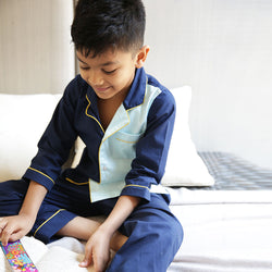 Dandelion-Navy -Cotton-Soild Navy-Mix And Match -Kids Pajama Sets