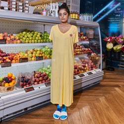 Dandelion - Cotton Knit - Yellow - Full Length - Nighty Sleep dress